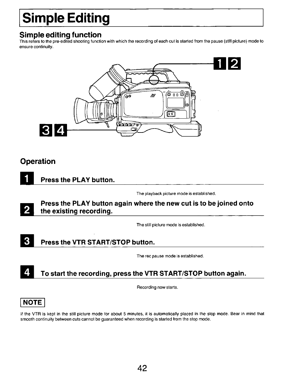 Press the play button, Note | Panasonic AG-DP800HP User Manual | Page 42 / 80