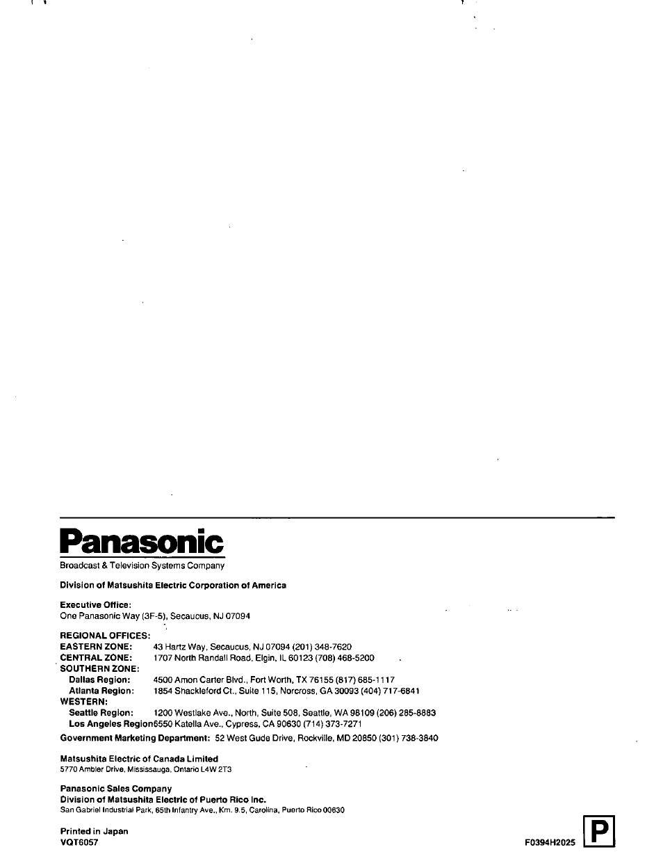 Panasonic | Panasonic AG-DP800HP User Manual | Page 80 / 80