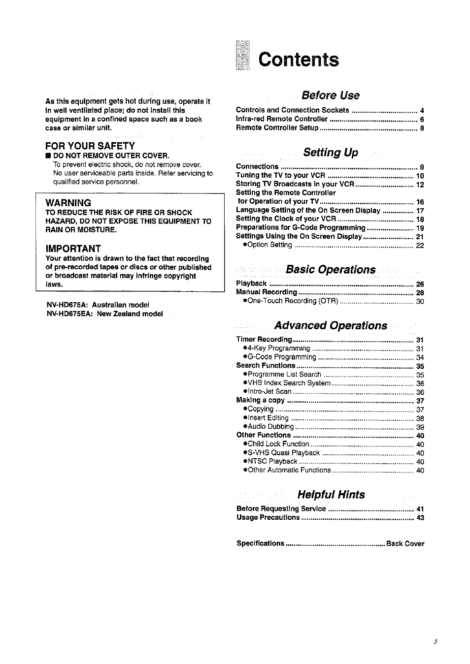 Panasonic NV-HD675 User Manual | Page 3 / 44