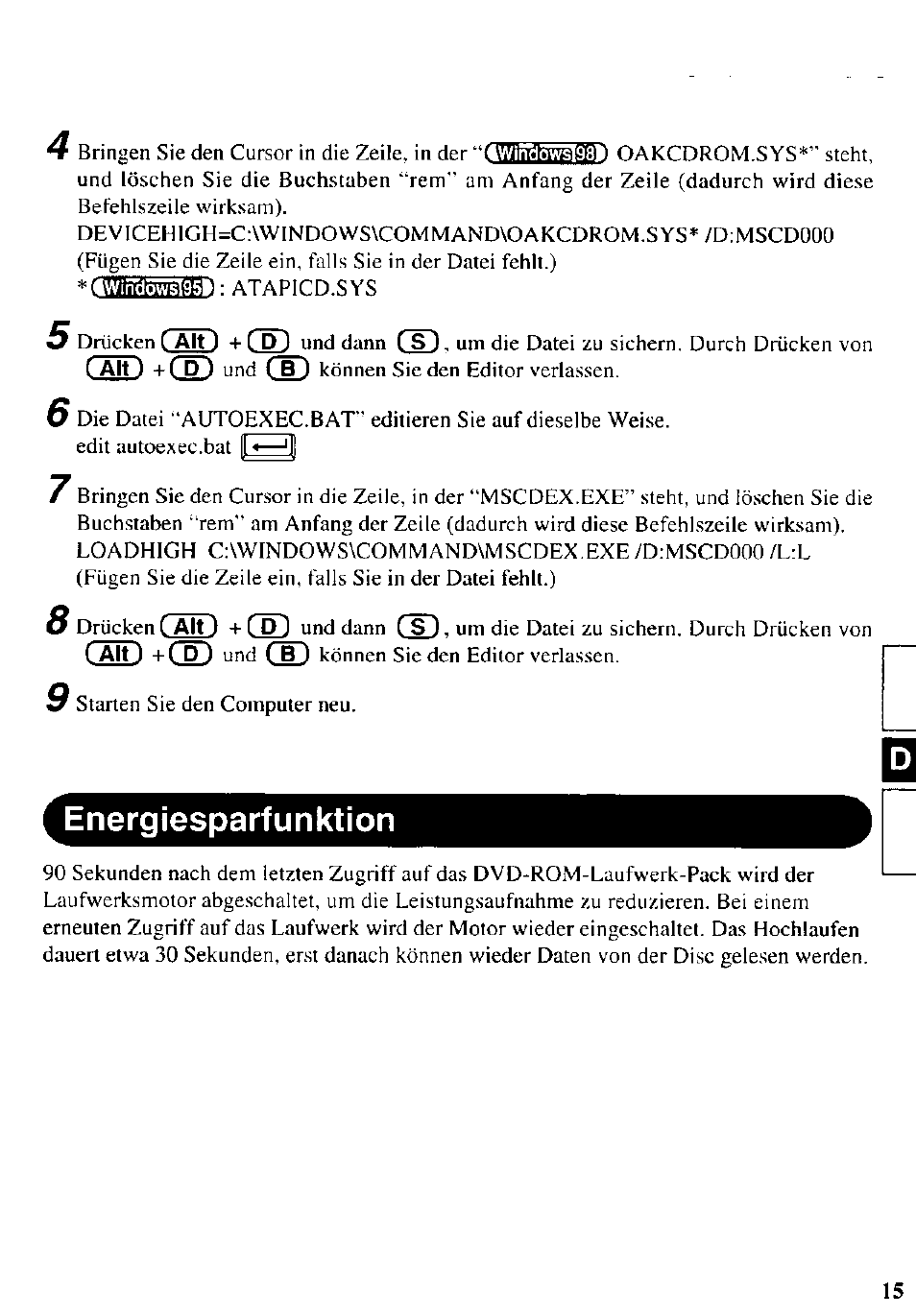 Cmd +c, Energiesparfunktion | Panasonic CF-VDD721 User Manual | Page 15 / 28