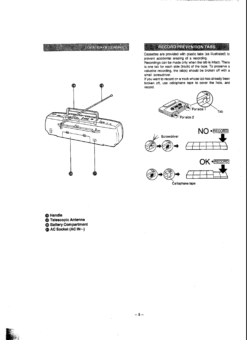 Handle | Panasonic RX-FT560 User Manual | Page 5 / 12