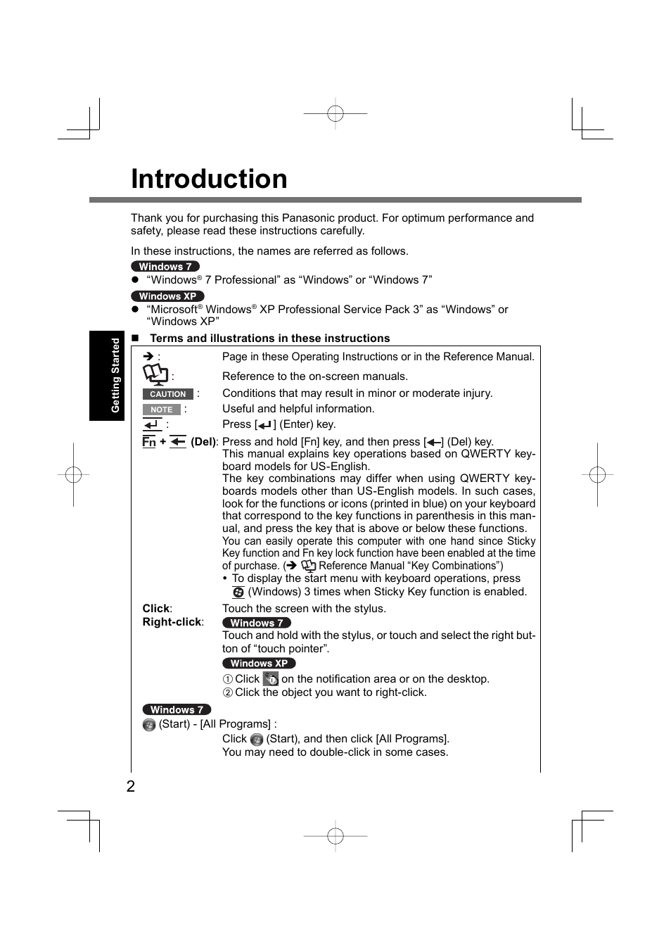 Introduction | Panasonic CF-U1 User Manual | Page 2 / 64