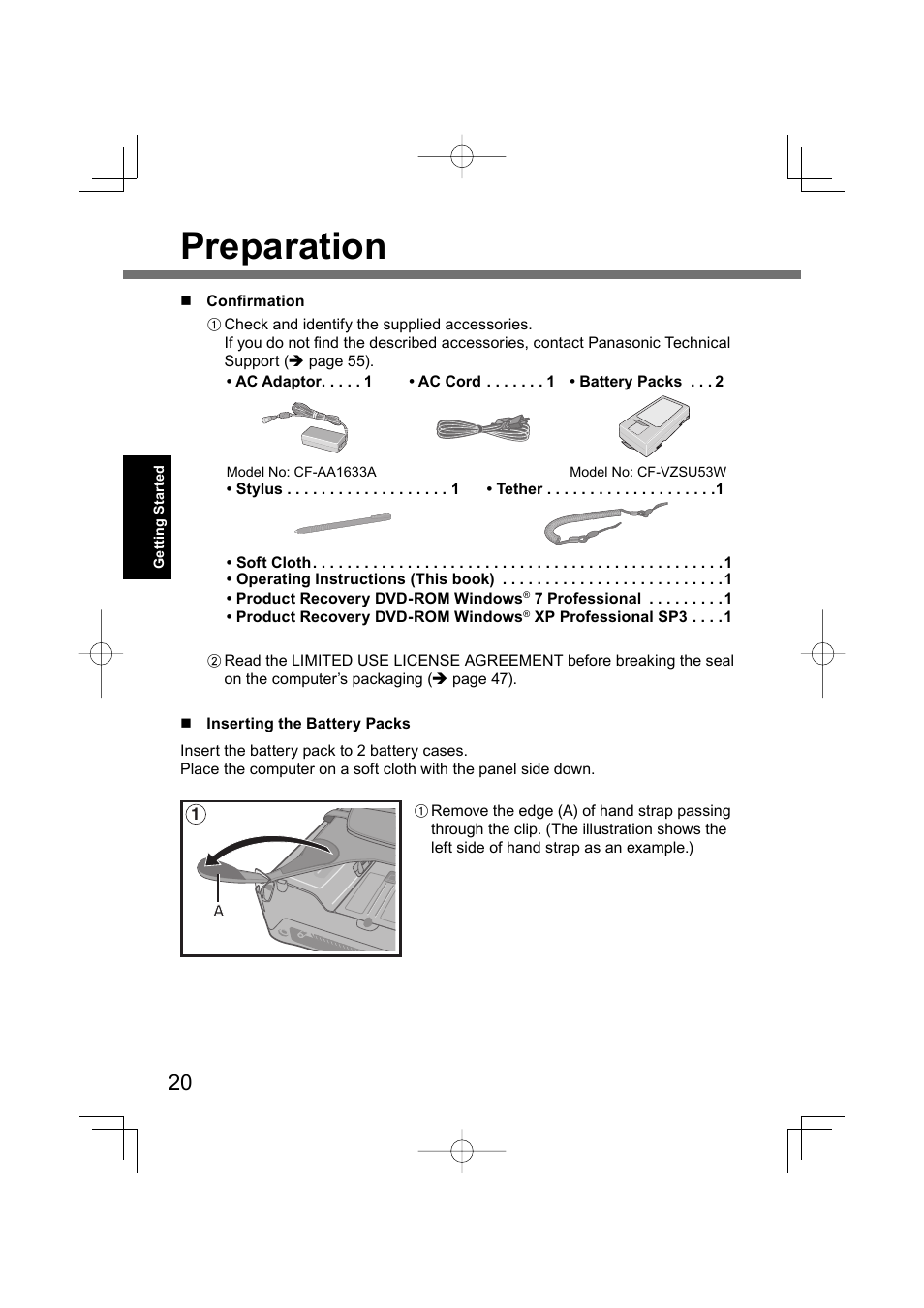 Preparation | Panasonic CF-U1 User Manual | Page 20 / 64