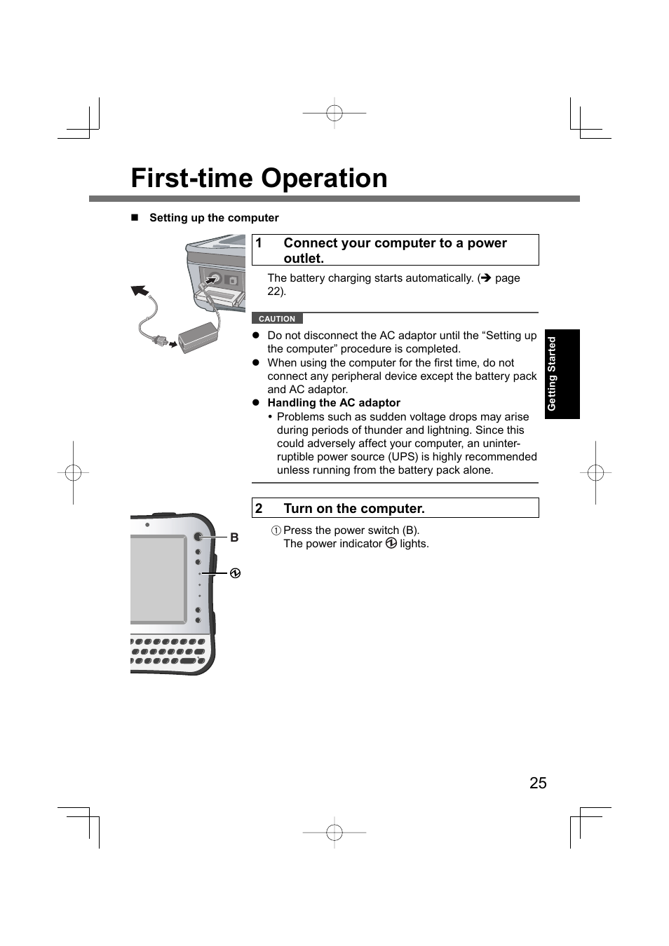 First-time operation | Panasonic CF-U1 User Manual | Page 25 / 64