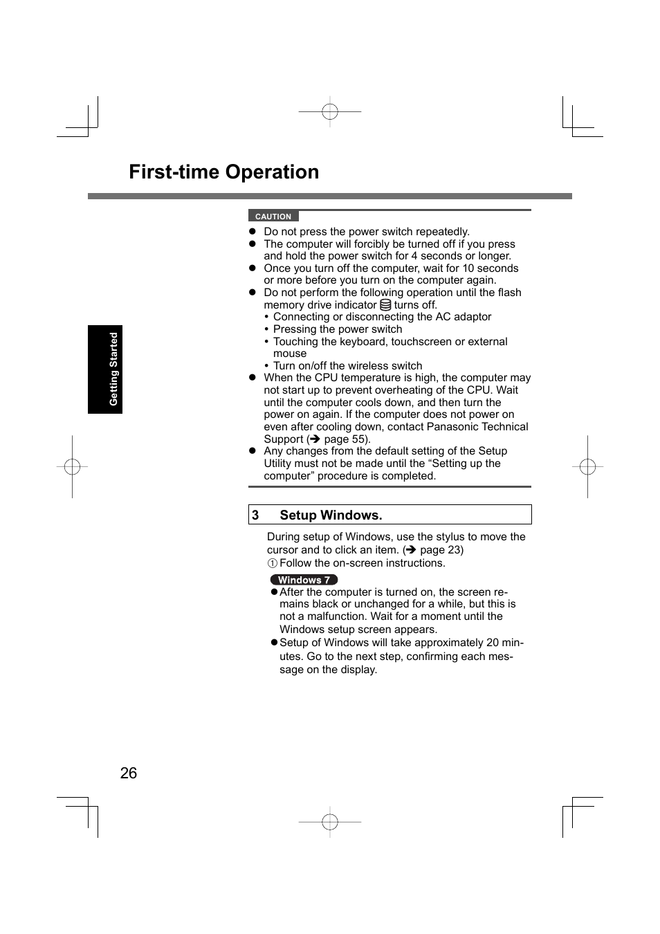First-time operation | Panasonic CF-U1 User Manual | Page 26 / 64