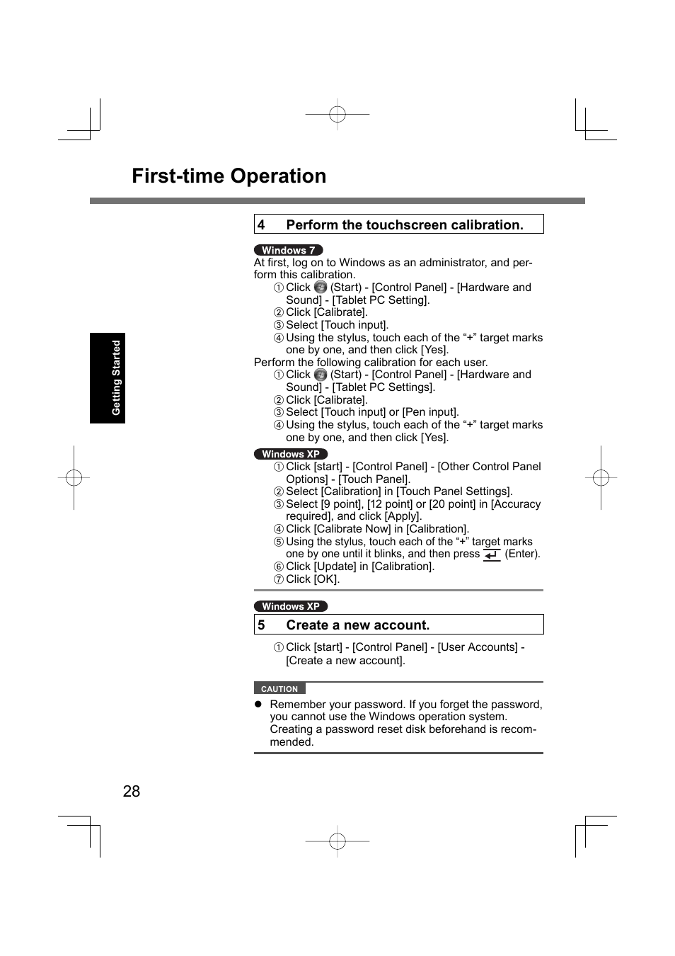 First-time operation | Panasonic CF-U1 User Manual | Page 28 / 64