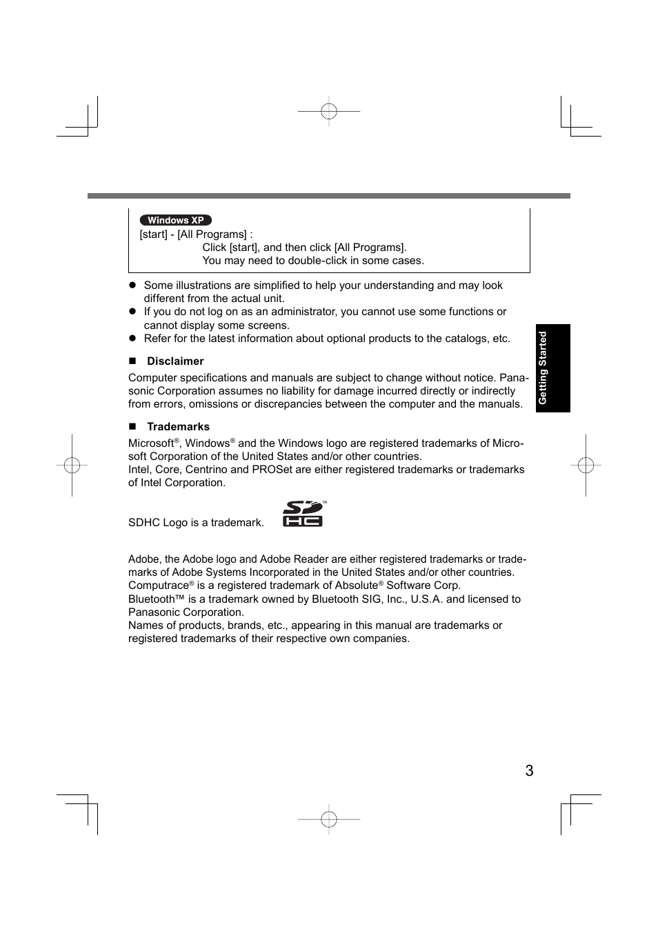 Panasonic CF-U1 User Manual | Page 3 / 64