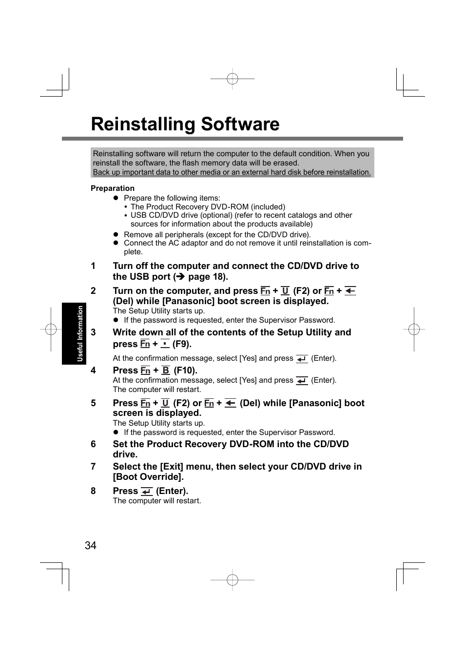 Reinstalling software | Panasonic CF-U1 User Manual | Page 34 / 64
