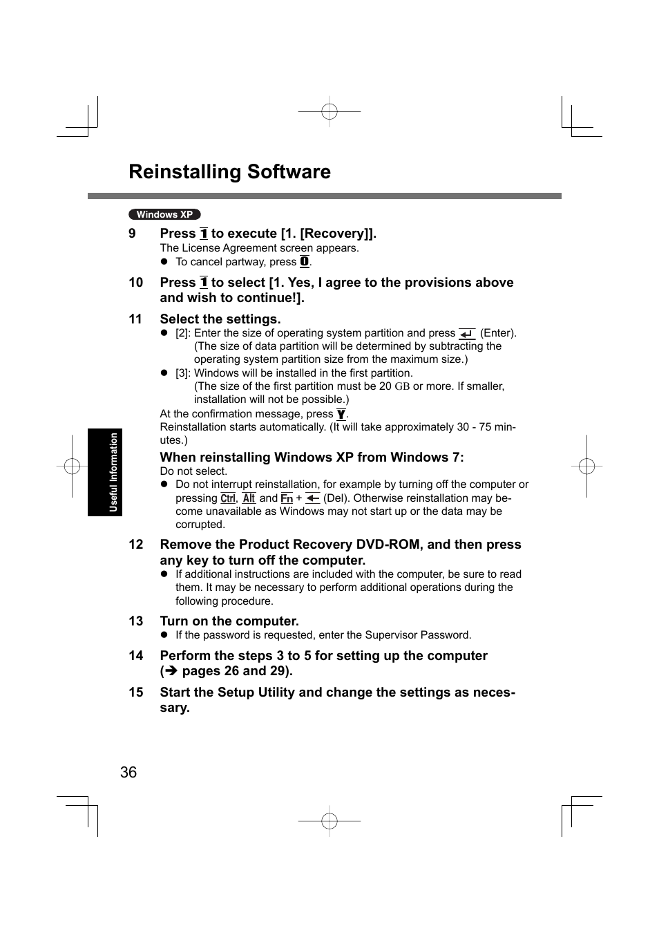 Reinstalling software | Panasonic CF-U1 User Manual | Page 36 / 64