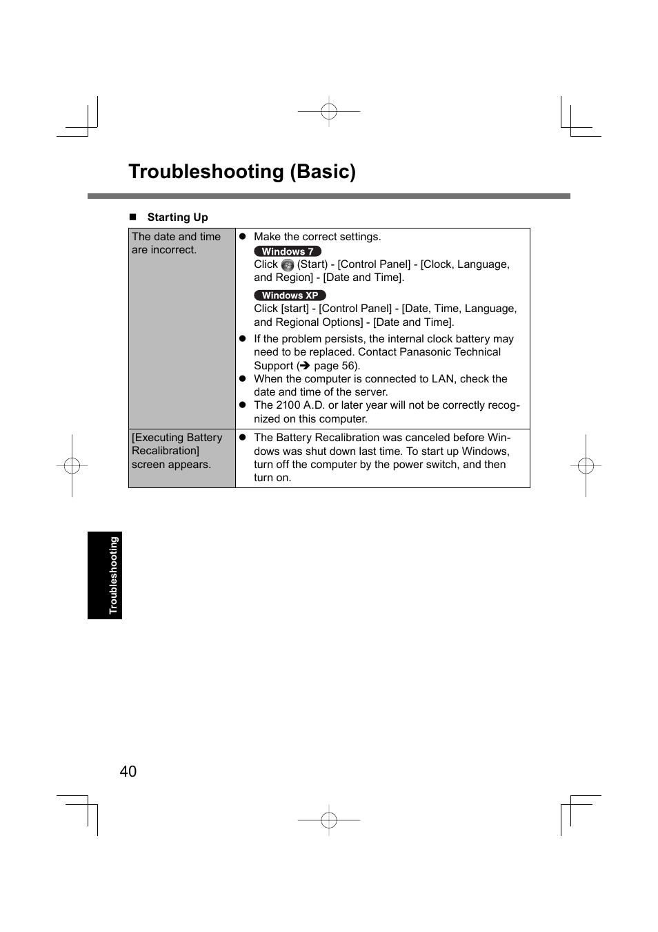 Troubleshooting (basic) | Panasonic CF-U1 User Manual | Page 40 / 64