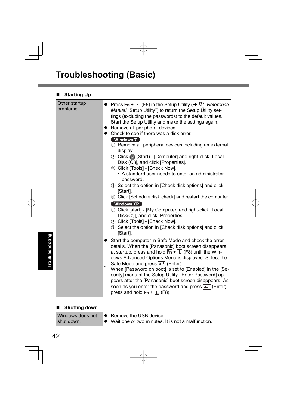 Troubleshooting (basic) | Panasonic CF-U1 User Manual | Page 42 / 64