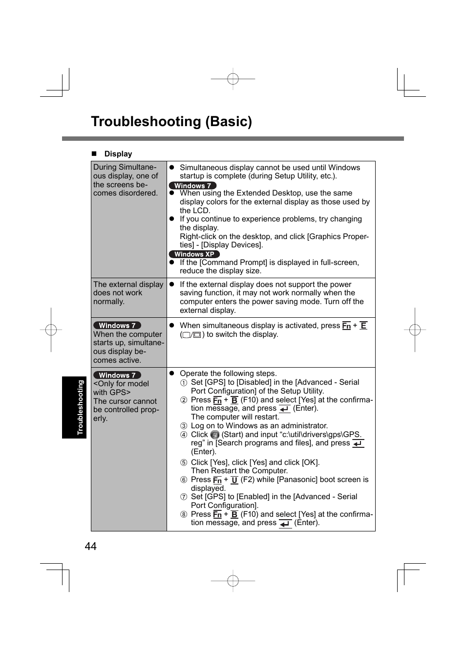 Troubleshooting (basic) | Panasonic CF-U1 User Manual | Page 44 / 64