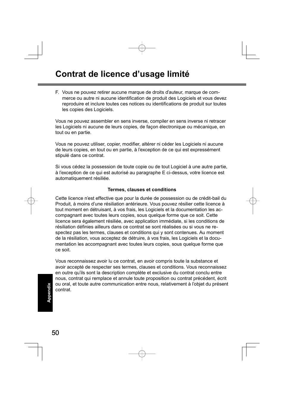 Contrat de licence d’usage limité | Panasonic CF-U1 User Manual | Page 50 / 64