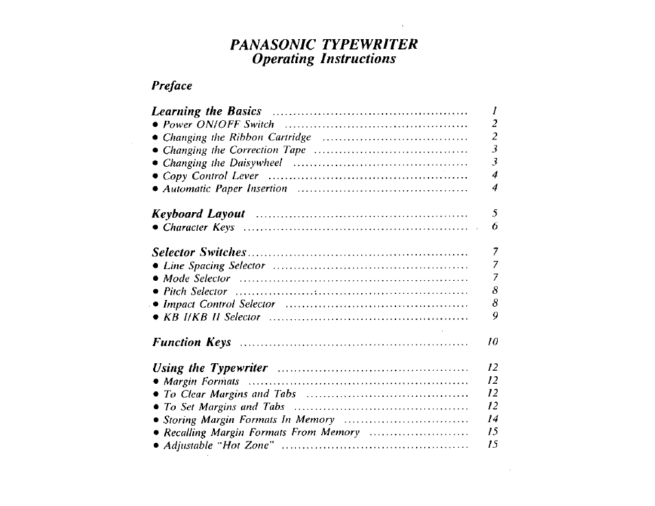 Panasonic typewriter operating instructions | Panasonic KX-E3000 User Manual | Page 4 / 62