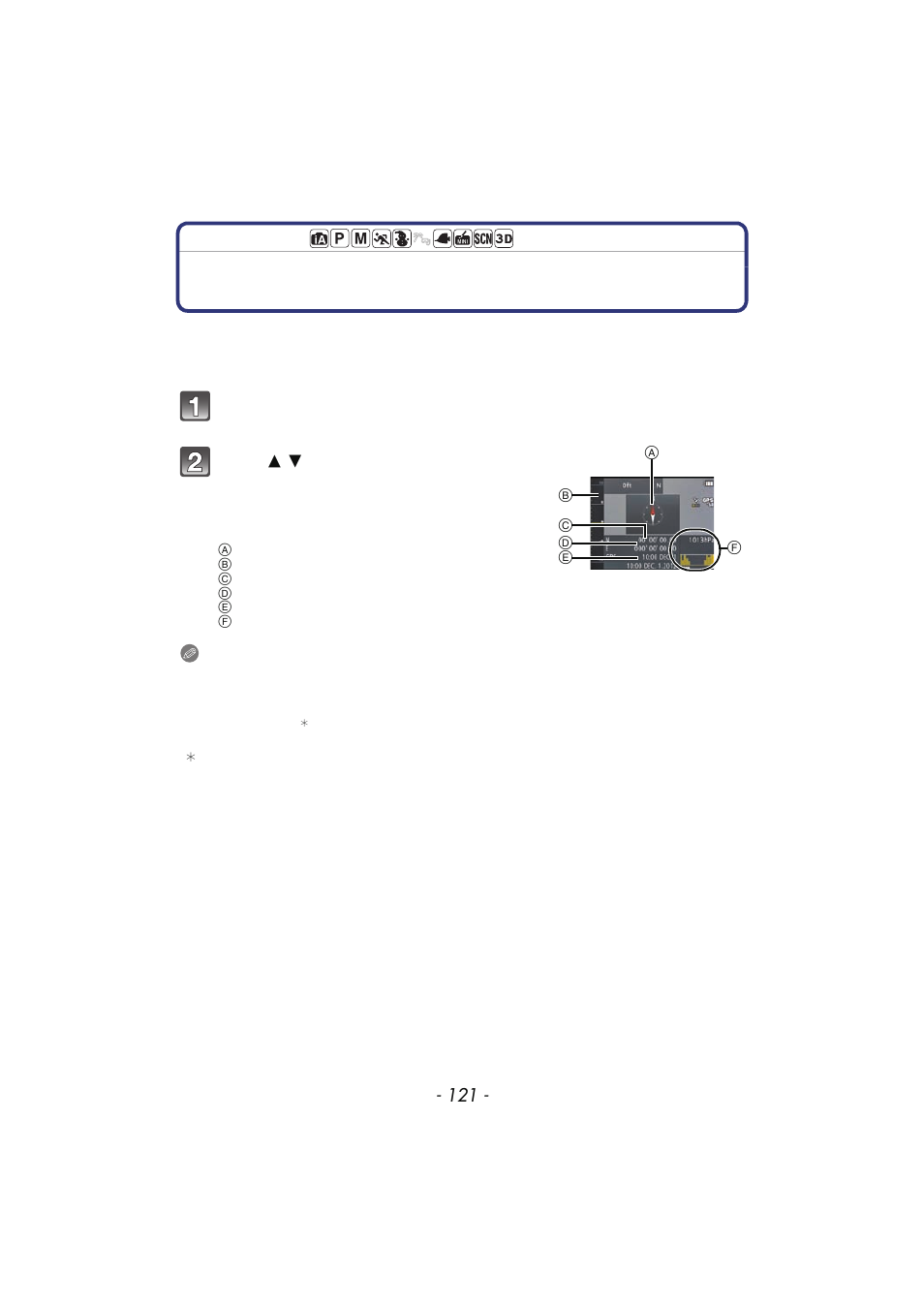 Sensors (compass/altimeter/barometer) are operated, Sensors (compass/altimeter/barometer), Are operated | Panasonic DMC-TS4 User Manual | Page 121 / 205