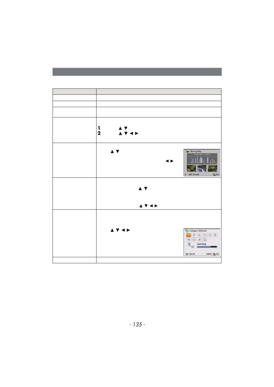 Filtering play, P135) | Panasonic DMC-TS4 User Manual | Page 135 / 205