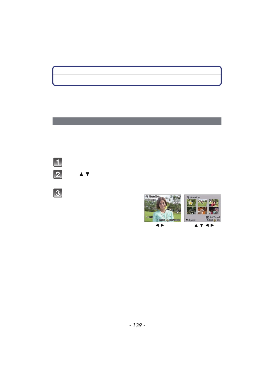 Using the [playback] menu, Upload set, P139 | Panasonic DMC-TS4 User Manual | Page 139 / 205