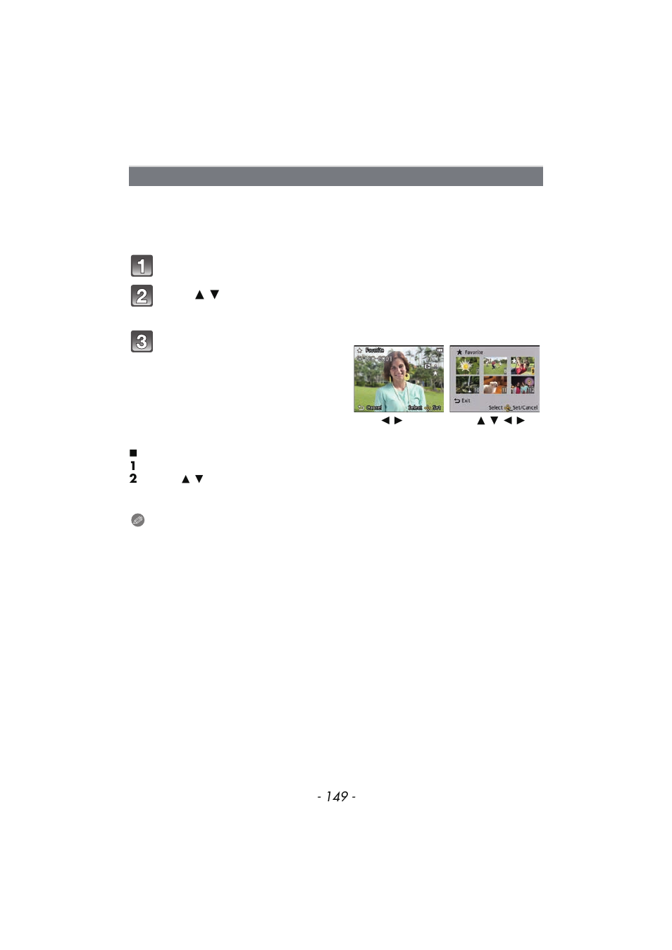 Favorite, P149) | Panasonic DMC-TS4 User Manual | Page 149 / 205