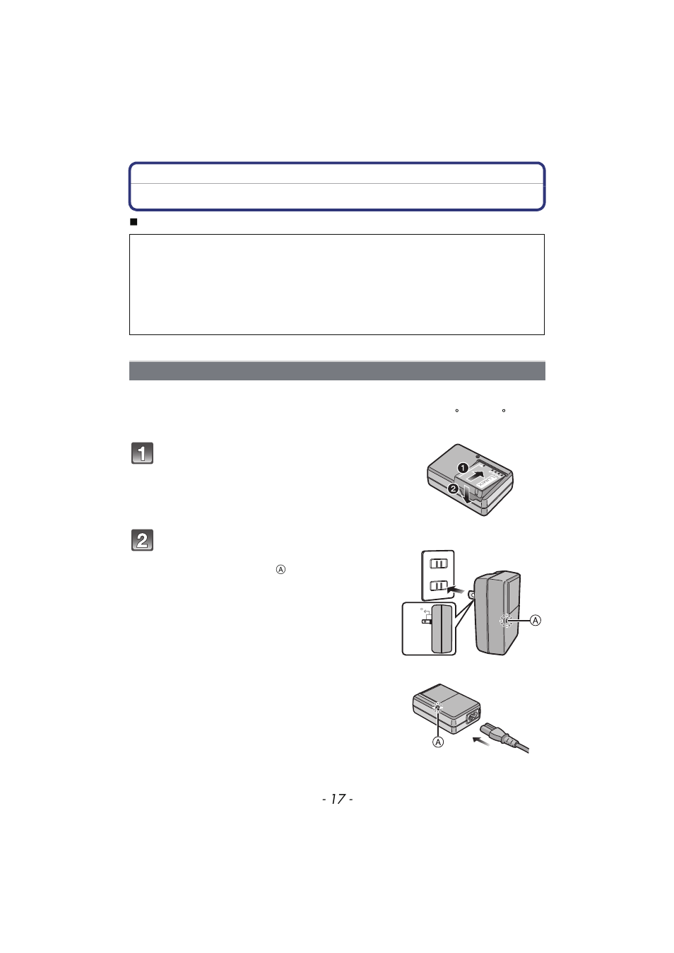 Charging the battery, Charging | Panasonic DMC-TS4 User Manual | Page 17 / 205