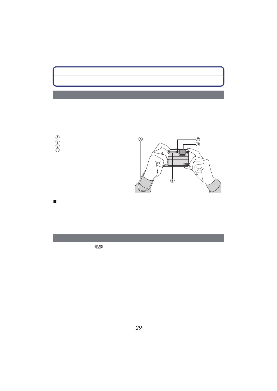 Tips for taking good pictures, Fit the strap and hold the camera carefully, Preventing jitter (camera shake) | Fit the strap and hold the camera, Carefully | Panasonic DMC-TS4 User Manual | Page 29 / 205