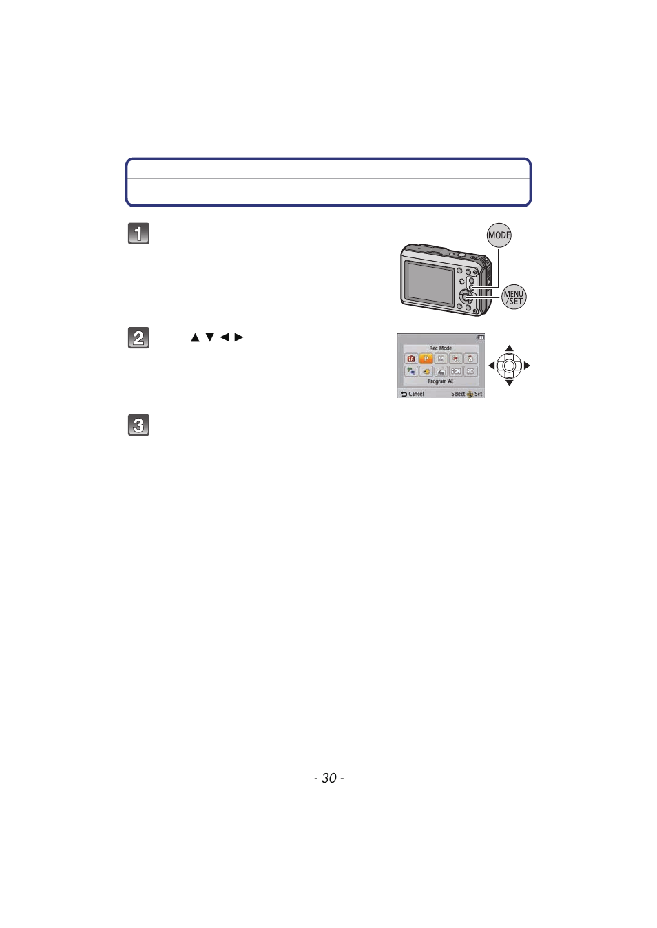 Basic, Selecting the recording mode | Panasonic DMC-TS4 User Manual | Page 30 / 205