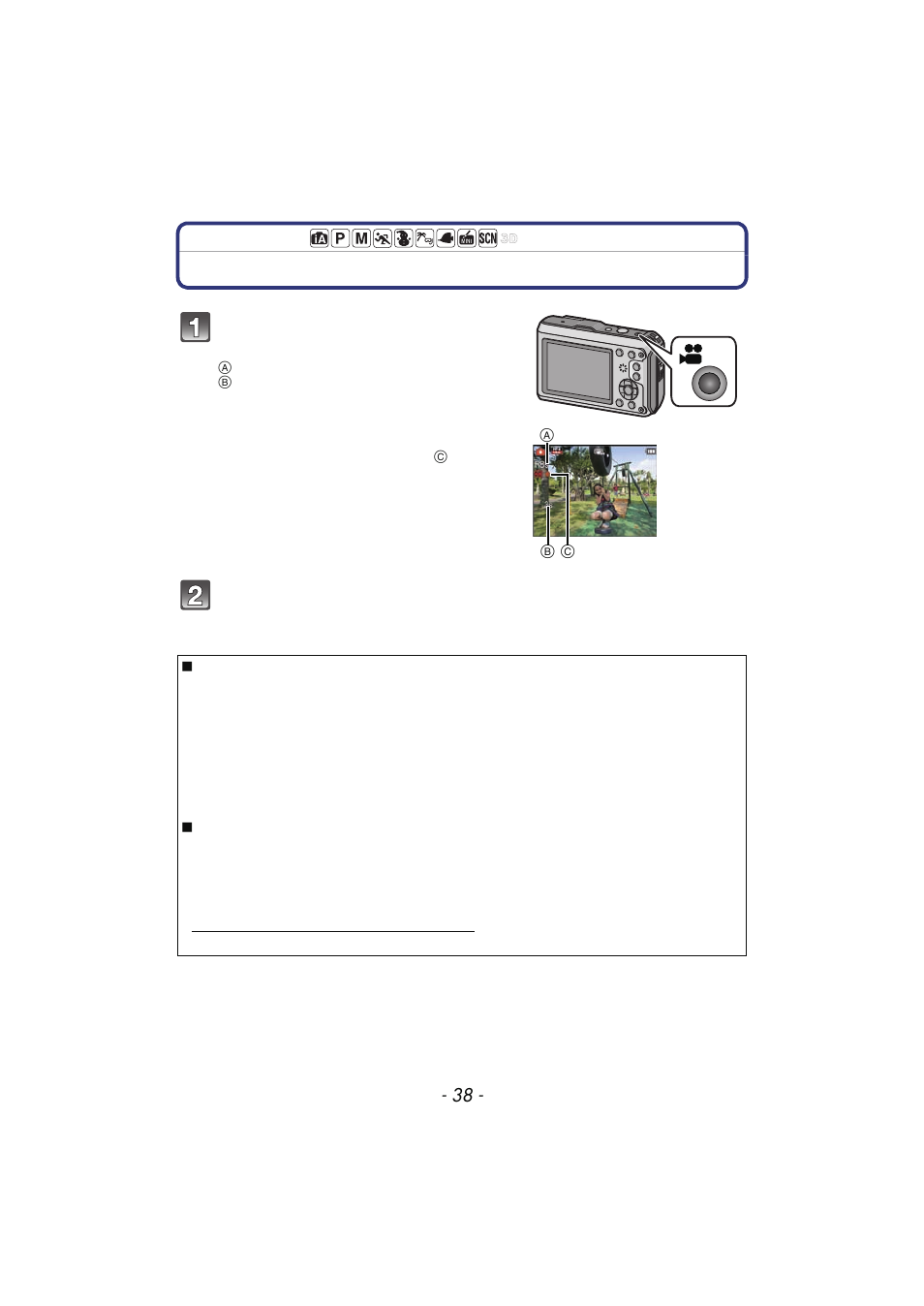 Recording motion pictures, P38) | Panasonic DMC-TS4 User Manual | Page 38 / 205