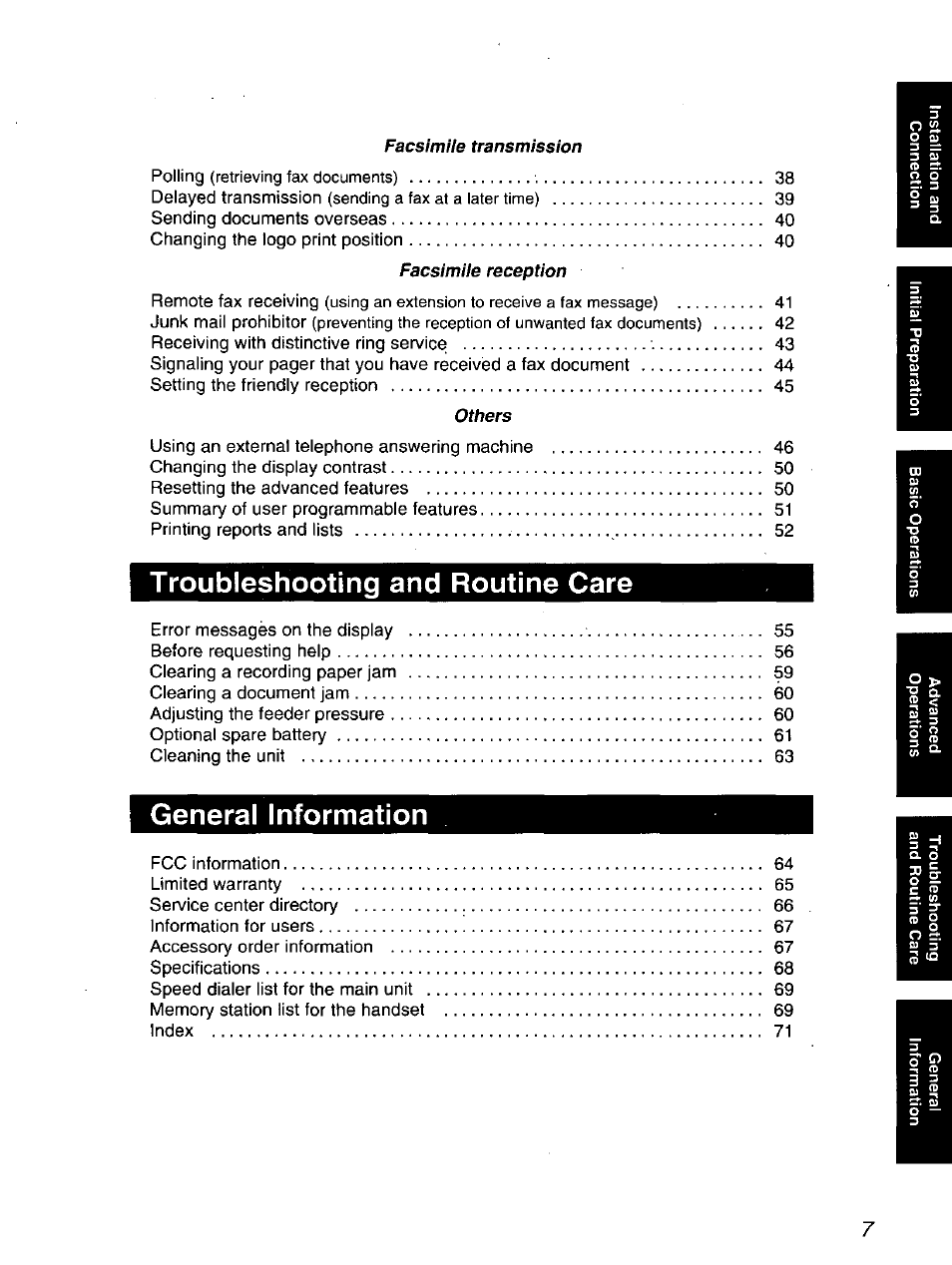 Troubleshooting and routine care, General information | Panasonic KX-F900 User Manual | Page 7 / 72