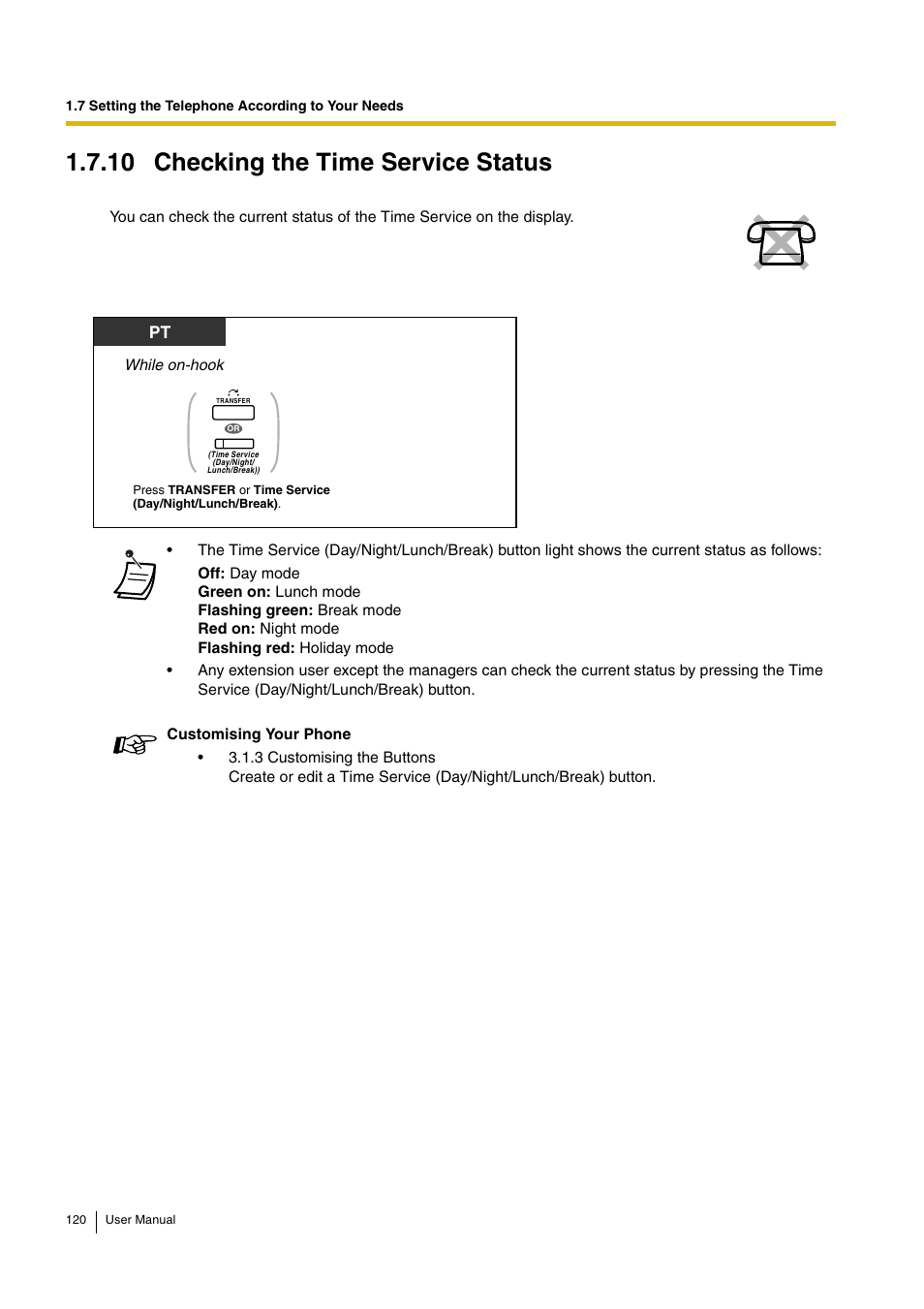 10 checking the time service status | Panasonic KX-TDA15 User Manual | Page 120 / 224