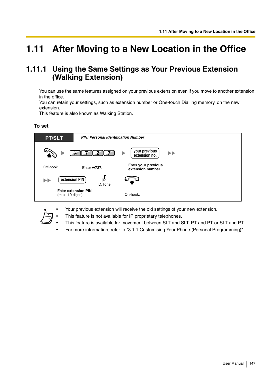 11 after moving to a new location in the office | Panasonic KX-TDA15 User Manual | Page 147 / 224