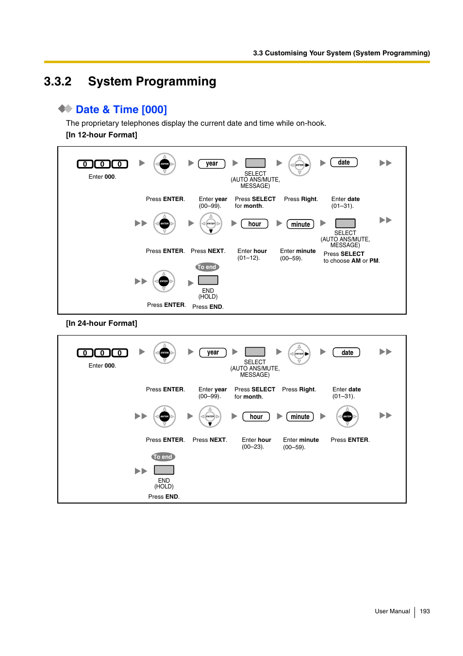 2 system programming, Date & time [000 | Panasonic KX-TDA15 User Manual | Page 193 / 224