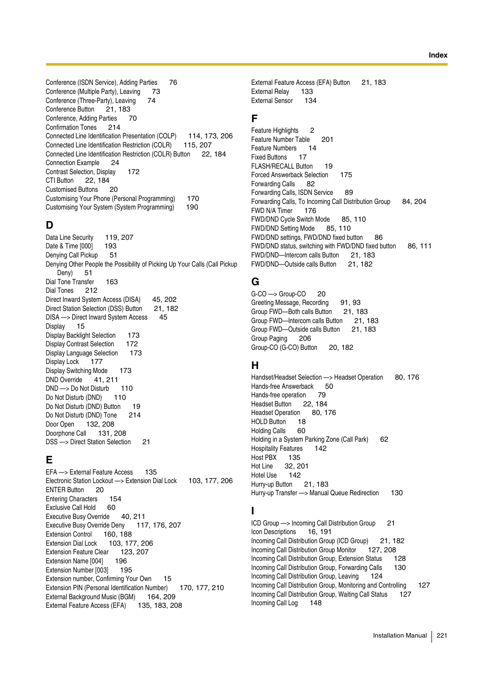 Panasonic KX-TDA15 User Manual | Page 221 / 224