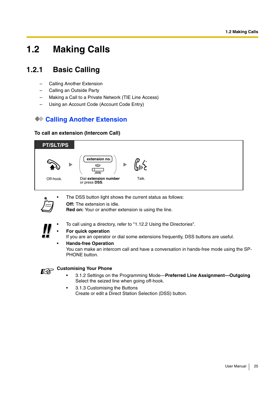 2 making calls, 1 basic calling, Calling another extension | Panasonic KX-TDA15 User Manual | Page 25 / 224