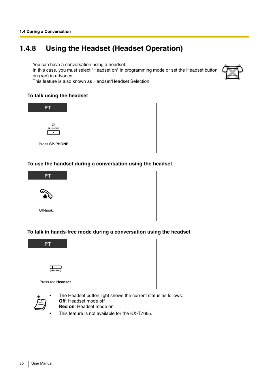 8 using the headset (headset operation) | Panasonic KX-TDA15 User Manual | Page 80 / 224