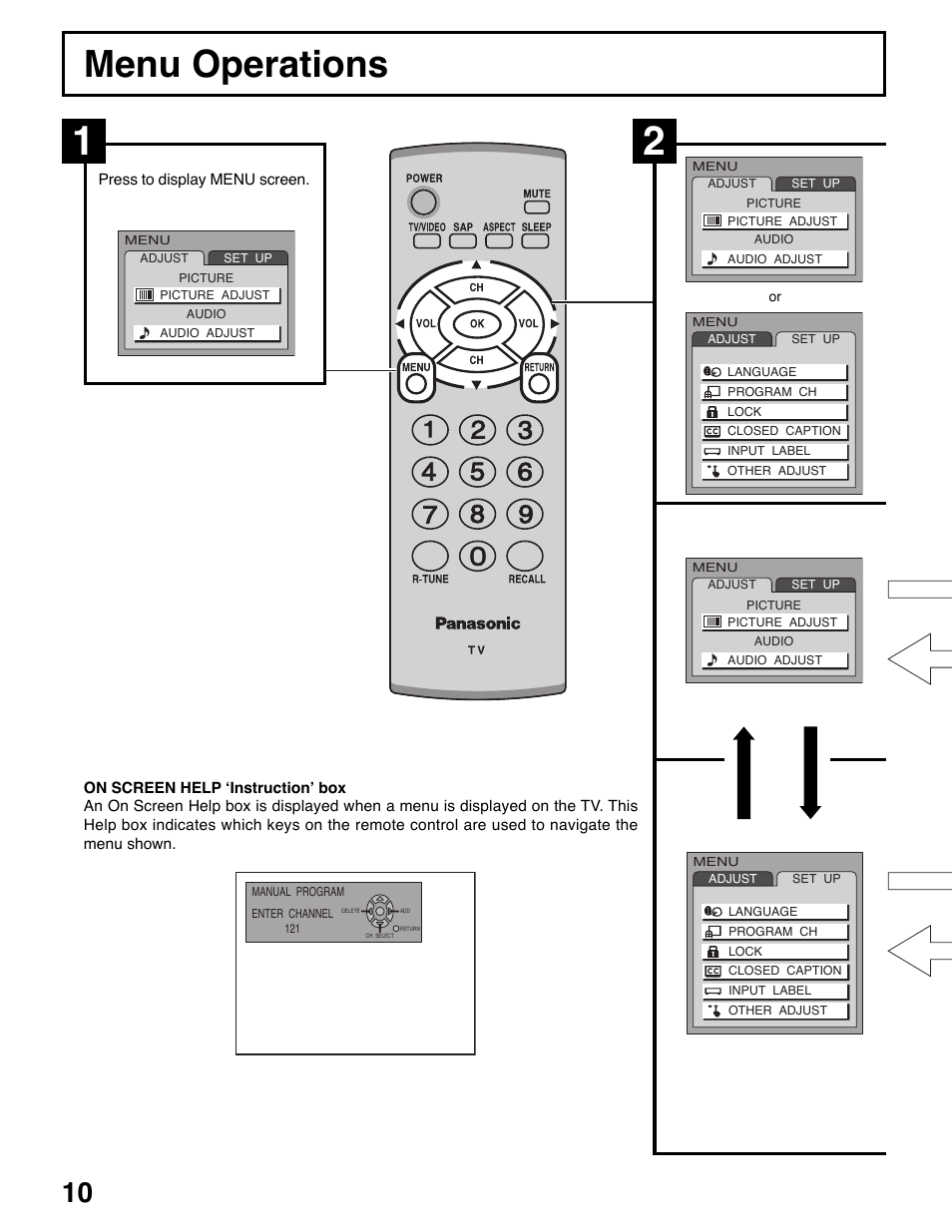 Menu operations | Panasonic TC-20LE50 User Manual | Page 10 / 32