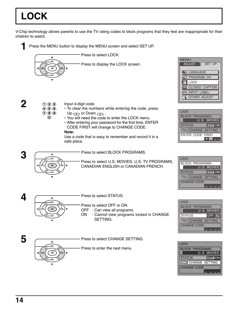 Lock | Panasonic TC-20LE50 User Manual | Page 14 / 32