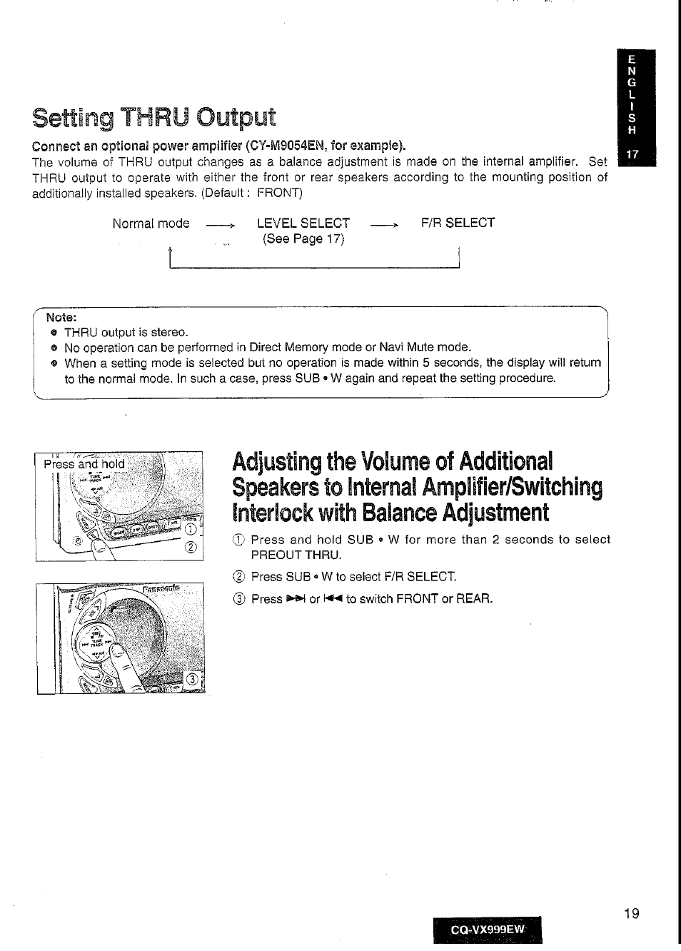 Setting thru, Output | Panasonic CQ-VX999EW User Manual | Page 19 / 54
