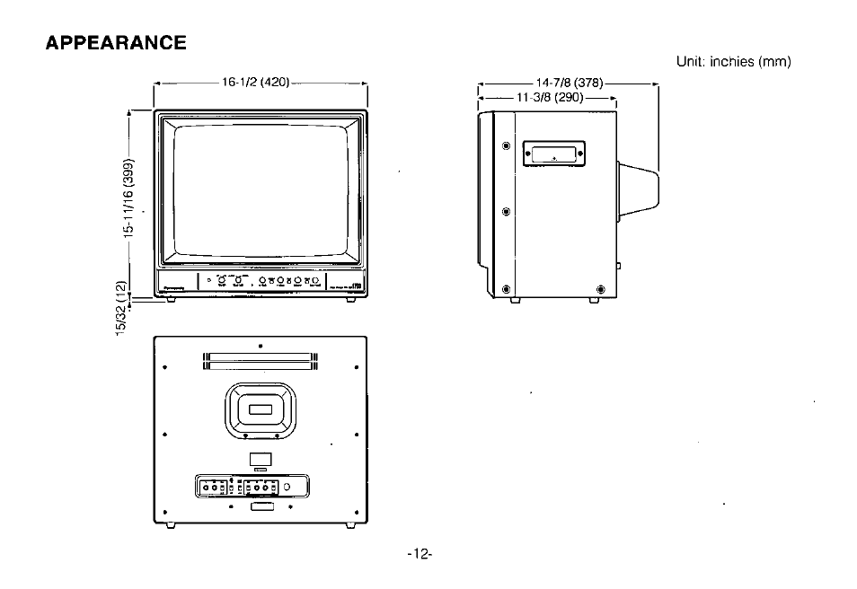 Appearance | Panasonic WV-BM1700 User Manual | Page 14 / 16