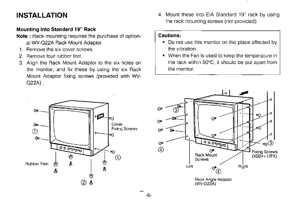 Installation | Panasonic WV-BM1700 User Manual | Page 8 / 16
