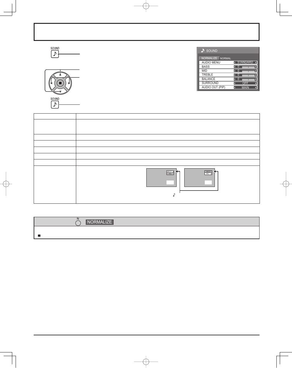 Sound adjustment, Helpful hint, Normalization) | Panasonic TH37PR11UK User Manual | Page 24 / 50