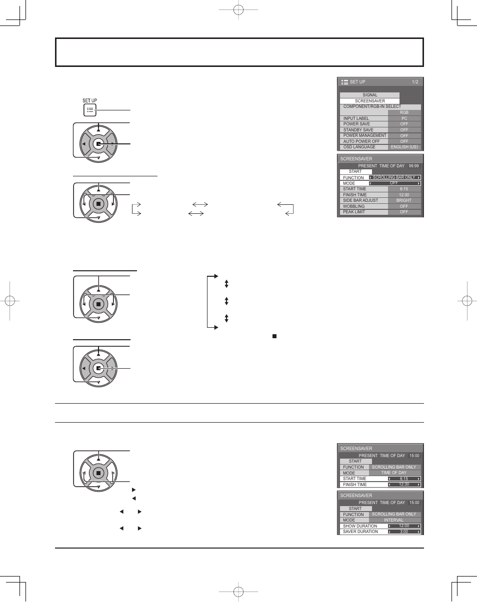 Screensaver, For preventing image retention), Setup of screensaver time | Function selection, Mode selection start setting | Panasonic TH37PR11UK User Manual | Page 26 / 50