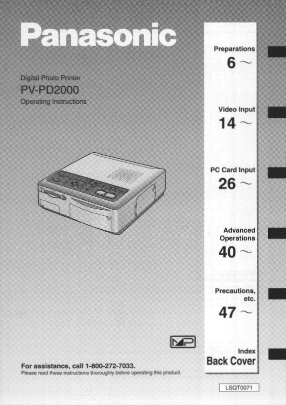 Panasonic PV-PD2000 User Manual | 60 pages