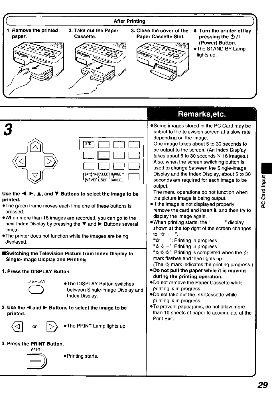 Press the display button, Press the print button | Panasonic PV-PD2000 User Manual | Page 29 / 60