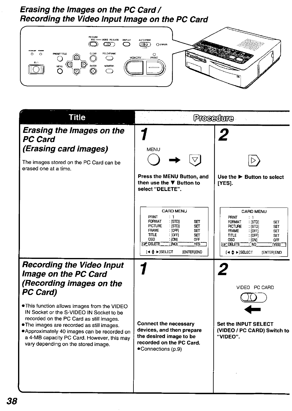 Use the p- button to select [yes | Panasonic PV-PD2000 User Manual | Page 38 / 60