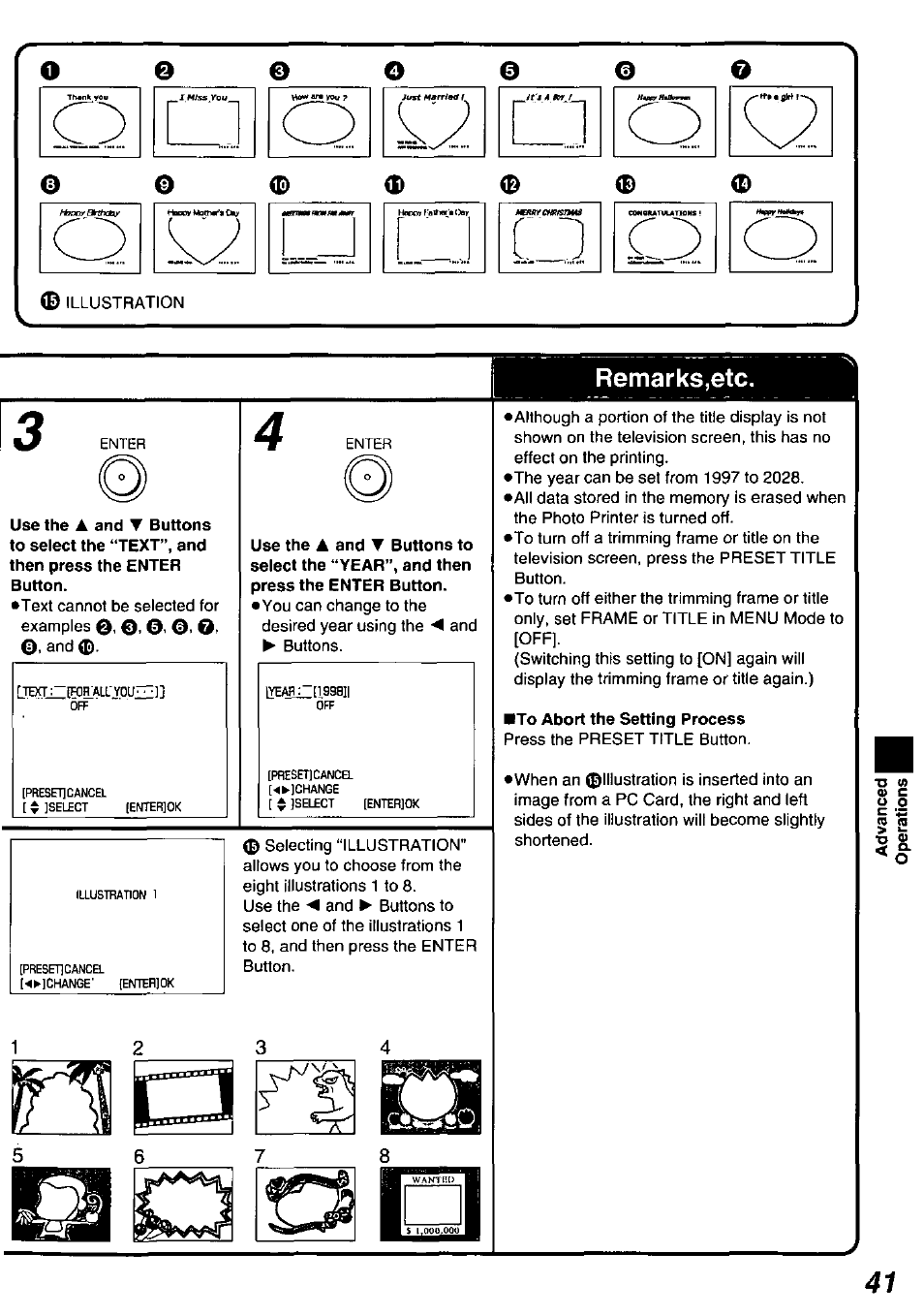 Remarks,etc, To abort the setting process | Panasonic PV-PD2000 User Manual | Page 41 / 60
