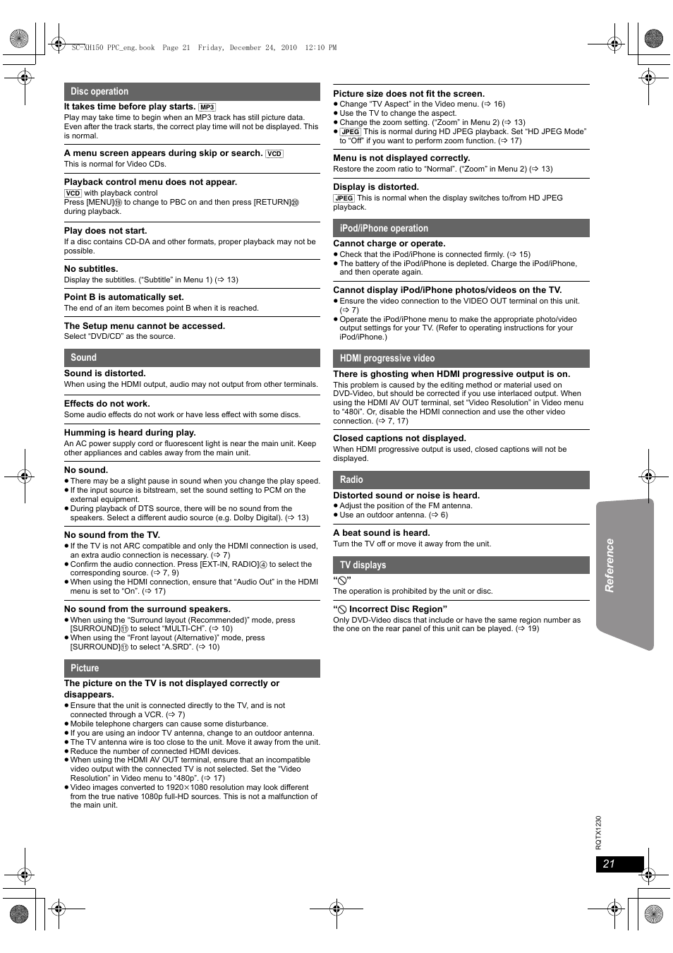 Panasonic SC-XH150 User Manual | Page 21 / 26