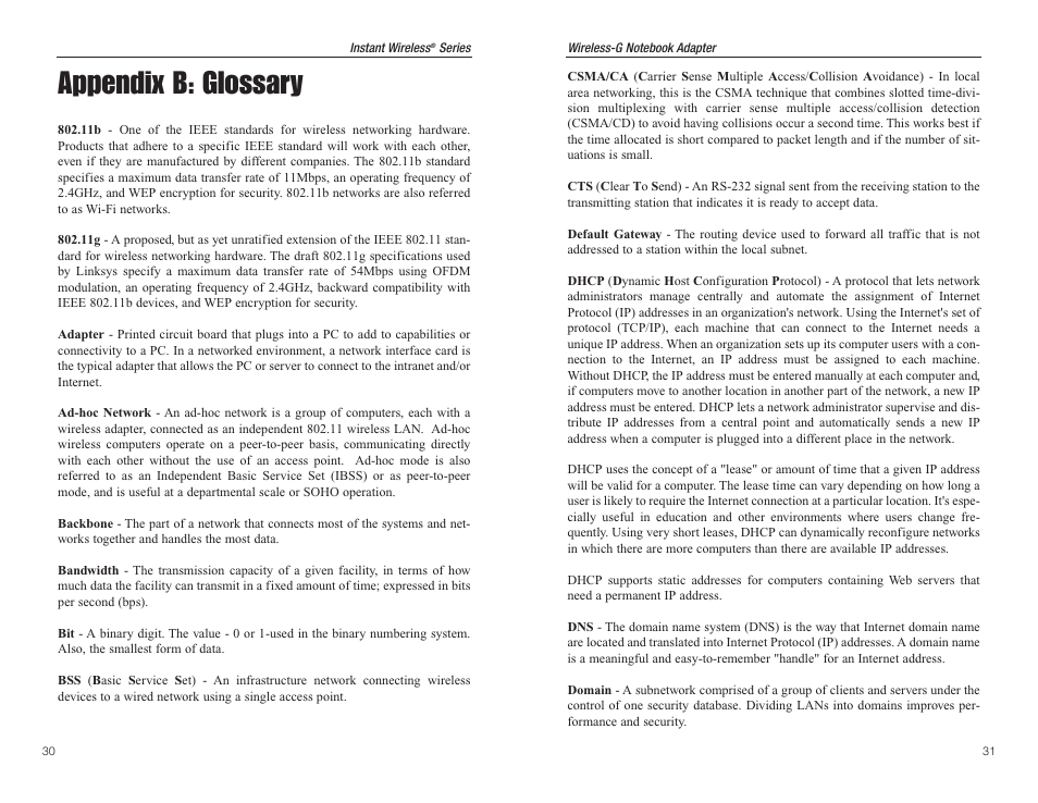 Appendix b: glossary | Panasonic WMP54G User Manual | Page 19 / 25