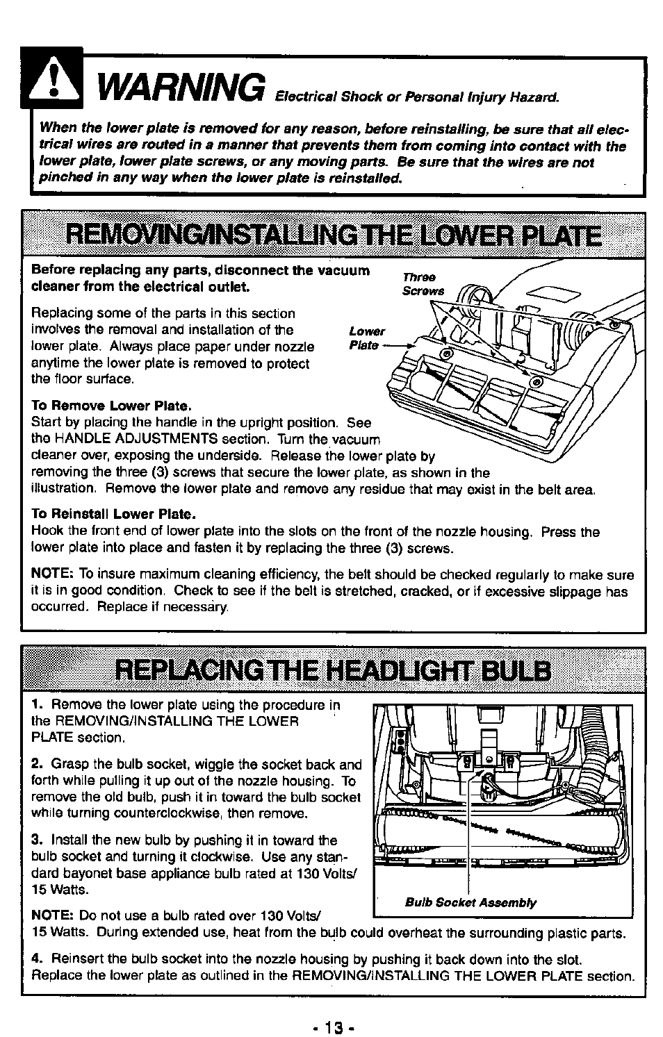 Warning, Persona | Panasonic MC-V5715 User Manual | Page 13 / 40