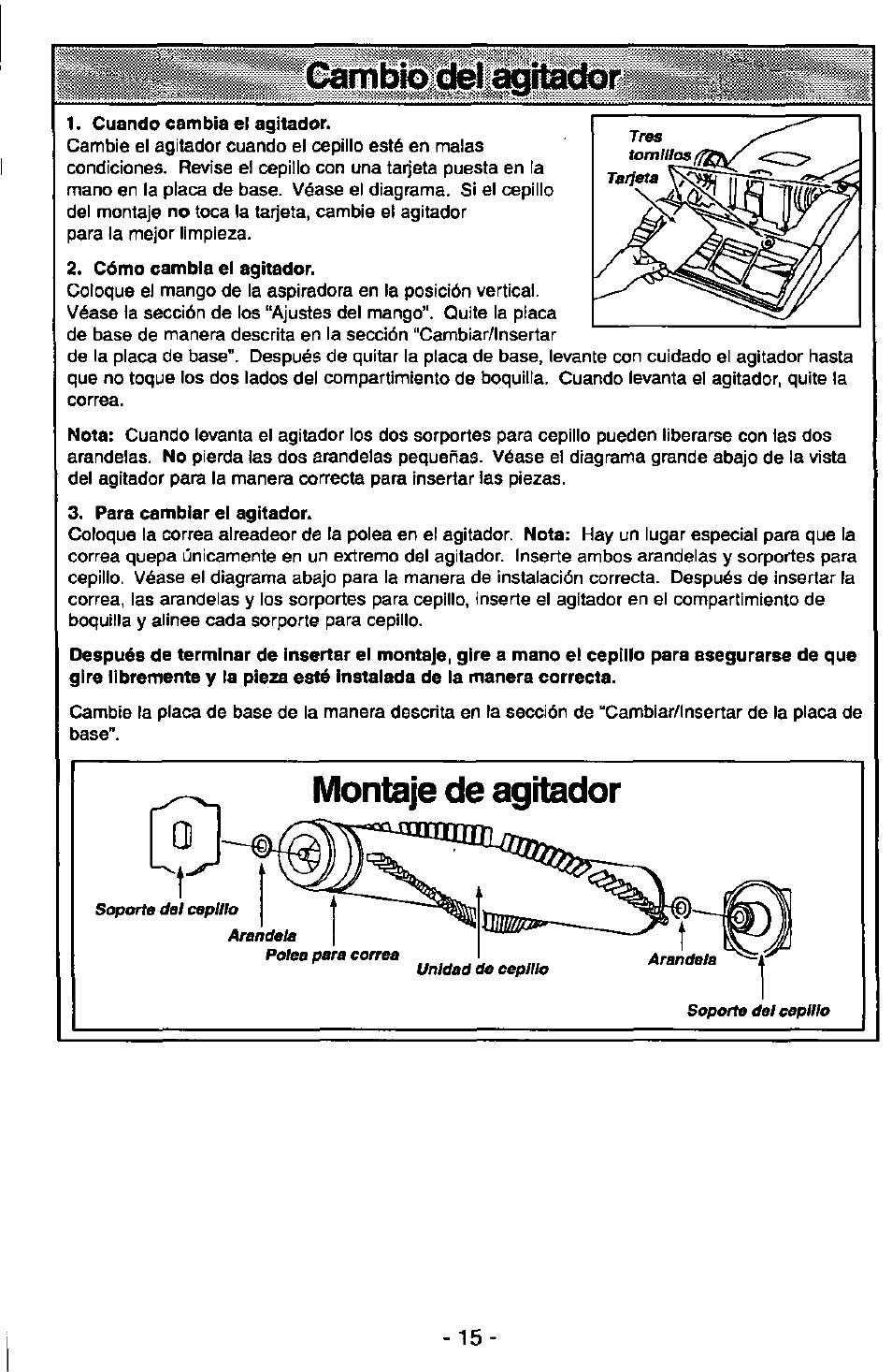 Càmsdel agitador i, Montaje de agitador | Panasonic MC-V5715 User Manual | Page 35 / 40