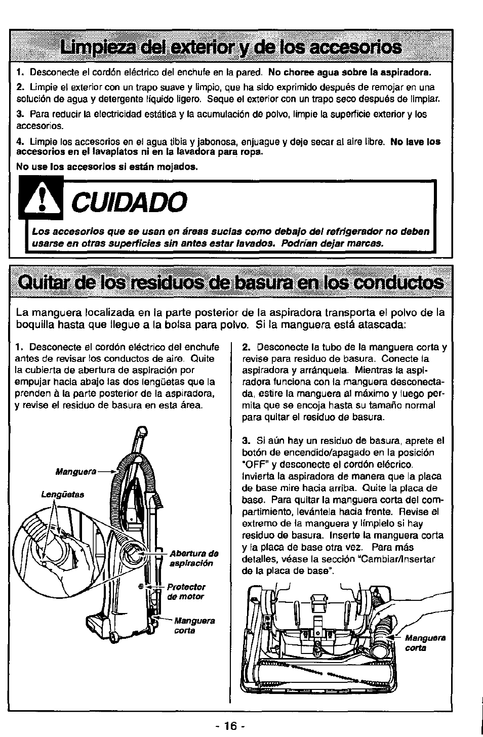 Cuidado | Panasonic MC-V5715 User Manual | Page 36 / 40