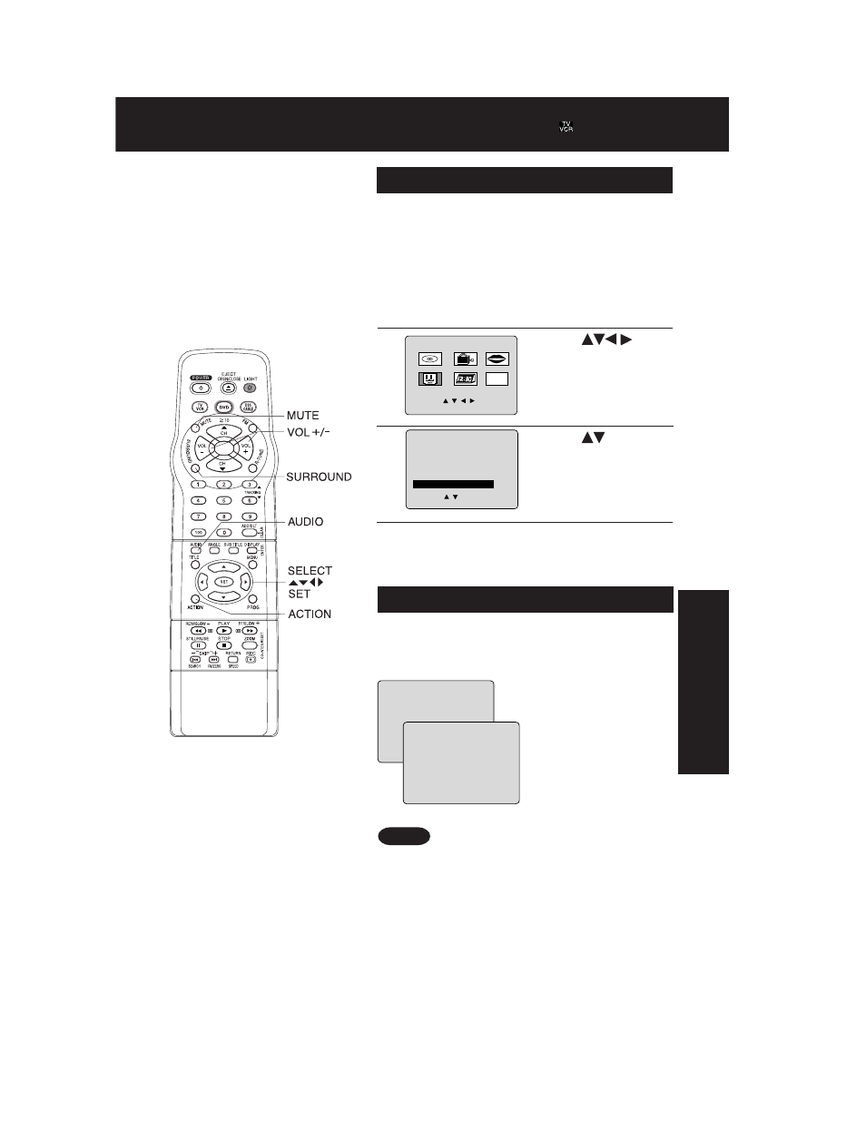 Dvd volume adjust, Surround sound system | Panasonic AG 527DVDE User Manual | Page 45 / 68